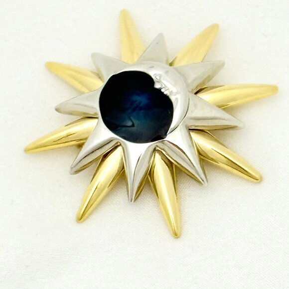 Vintage Liz Claiborne Moon/Star/Sunburst Celestial Brooch/Pin in Original Box - Picture 6 of 9